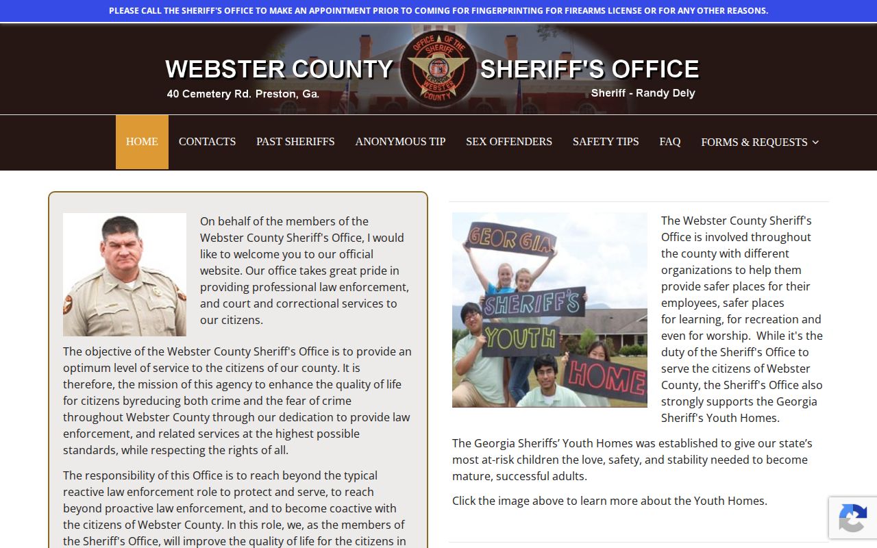 Webster County Sheriff official agency home page
